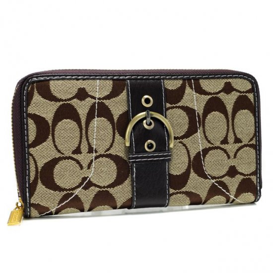 Coach Buckle In Signature Large Coffee Wallets AXF | Coach Outlet Canada